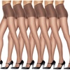 Hanes Silk Reflections Women’s Control Top Sheer Toe Silky Pantyhose(Barely There (Pack of 6))