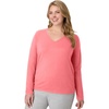 Hanes Women’s Long Sleeve Cotton T-Shirt, Lightweight Crewneck and V-Neck Tee for Women, Modern Fit(Briny Pink)