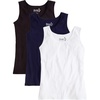 Hanes Women’s Shirts, Women’s Mini-Ribbed Cotton Tank Tops, Women’s Sleeveless T-Shirts, Women’s Tanks(Black  Navy  White- 3 Pack)