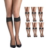 Hanes Women’s Silk Reflections Silky Sheer Knee Highs, Reinforced Toe, Knee-High Stockings(Barely Black (Pack of 6))