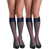 Hanes Women’s Silk Reflections Silky Sheer Knee Highs, Reinforced Toe, Knee-High Stockings(Classic Navy (Pack of 2))