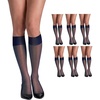 Hanes Women’s Silk Reflections Silky Sheer Knee Highs, Reinforced Toe, Knee-High Stockings(Classic Navy (Pack of 6))