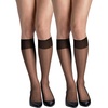 Hanes Women’s Silk Reflections Silky Sheer Knee Highs, Reinforced Toe, Knee-High Stockings(Jet)