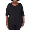 JUST My Size Women’s Just My Size Plus-Size Long Sleeve Cotton T-Shirt, Scoop-Neck T-Shirts for Women(Ebony)
