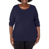 JUST My Size Women’s Just My Size Plus-Size Long Sleeve Cotton T-Shirt, Scoop-Neck T-Shirts for Women(Navy)