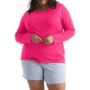 JUST My Size Women’s Just My Size Plus-Size Long Sleeve Cotton T-Shirt, Scoop-Neck T-Shirts for Women(Sizzling Pink)