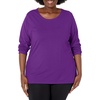 JUST My Size Women’s Just My Size Plus-Size Long Sleeve Cotton T-Shirt, Scoop-Neck T-Shirts for Women(Violet Splendor)