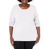 JUST My Size Women’s Just My Size Plus-Size Long Sleeve Cotton T-Shirt, Scoop-Neck T-Shirts for Women(White)