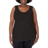 JUST My Size Women’s Just My Size Women’s Size Cotton Jersey Shirttail Tank Top, Plus Sleeveless Shirts(Black)