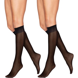 Hanes Alive Women’s Full Support Sheer Toe Knee High Stockings(Jet)