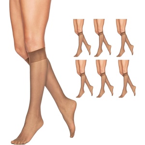 Hanes Alive Women’s Full Support Sheer Toe Knee High Stockings(Little Color (Pack of 6))