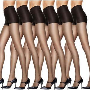 Hanes Silk Reflections Women’s Control Top Sheer Toe Silky Pantyhose(Barely Black (Pack of 6))