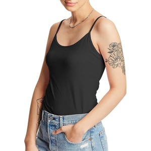 Hanes Women’s Cami with Built-in Shelf Bra, Stretch Cotton Camisole, Adjustable Straps(Black -1 Pack)