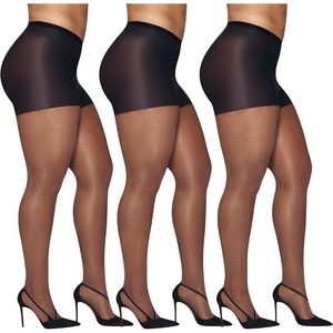 Hanes Women’s Curves Control Top Sheer Toe Silky Sheer Pantyhose With Wicking Cool Comfort(Black (Pack of 3))