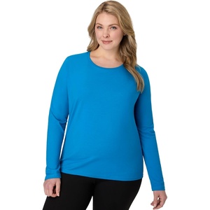 Hanes Women’s Long Sleeve Cotton T-Shirt, Lightweight Crewneck and V-Neck Tee for Women, Modern Fit(Deep Dive)