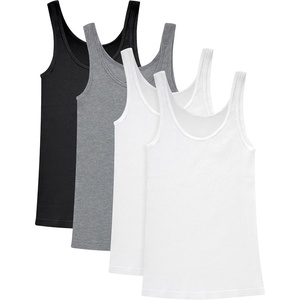 Hanes Women’s Originals Ribbed Tank Pack, Soft Cotton Rib Tank Tops for Women, 4-Pack(White/White/Black/Concrete)