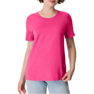 Hanes Women’s Perfect-T Crewneck T-Shirt, Lightweight Cotton Short Sleeve Tee for Women(Amaranth)
