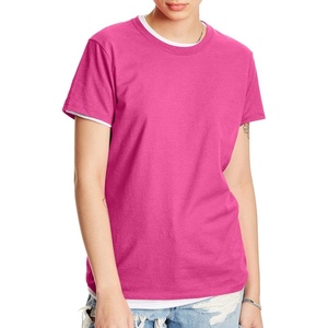 Hanes Women’s Perfect-T Crewneck T-Shirt, Lightweight Cotton Short Sleeve Tee for Women(Wow Pink)