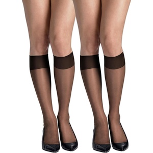 Hanes Women’s Silk Reflections Silky Sheer Knee Highs, Reinforced Toe, Knee-High Stockings(Jet)