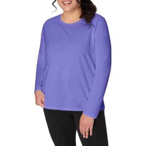 JUST My Size Women’s Just My Size Plus-Size Long Sleeve Cotton T-Shirt, Scoop-Neck T-Shirts for Women(Petal Purple)