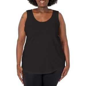 JUST My Size Women’s Just My Size Women’s Size Cotton Jersey Shirttail Tank Top, Plus Sleeveless Shirts(Black)