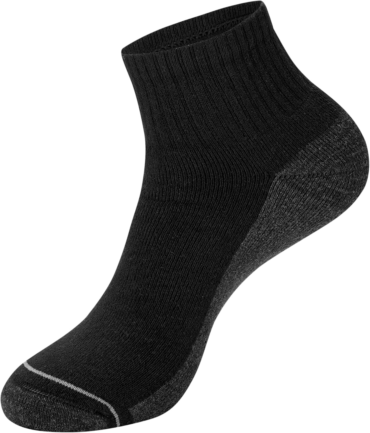 image:imageHanes Mens Crew Socks Pack 8 Pairs Max Cushion Moisturewicking Ankle Socks for Men Cushioned Ankle LengthBlack With Gray Logo 8 Pack