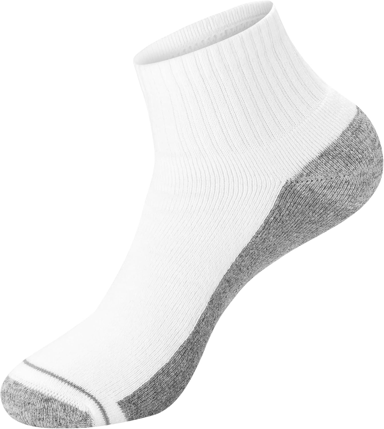 image:imageHanes Mens Crew Socks Pack 8 Pairs Max Cushion Moisturewicking Ankle Socks for Men Cushioned Ankle LengthWhite With Gray Logo 8 Pack