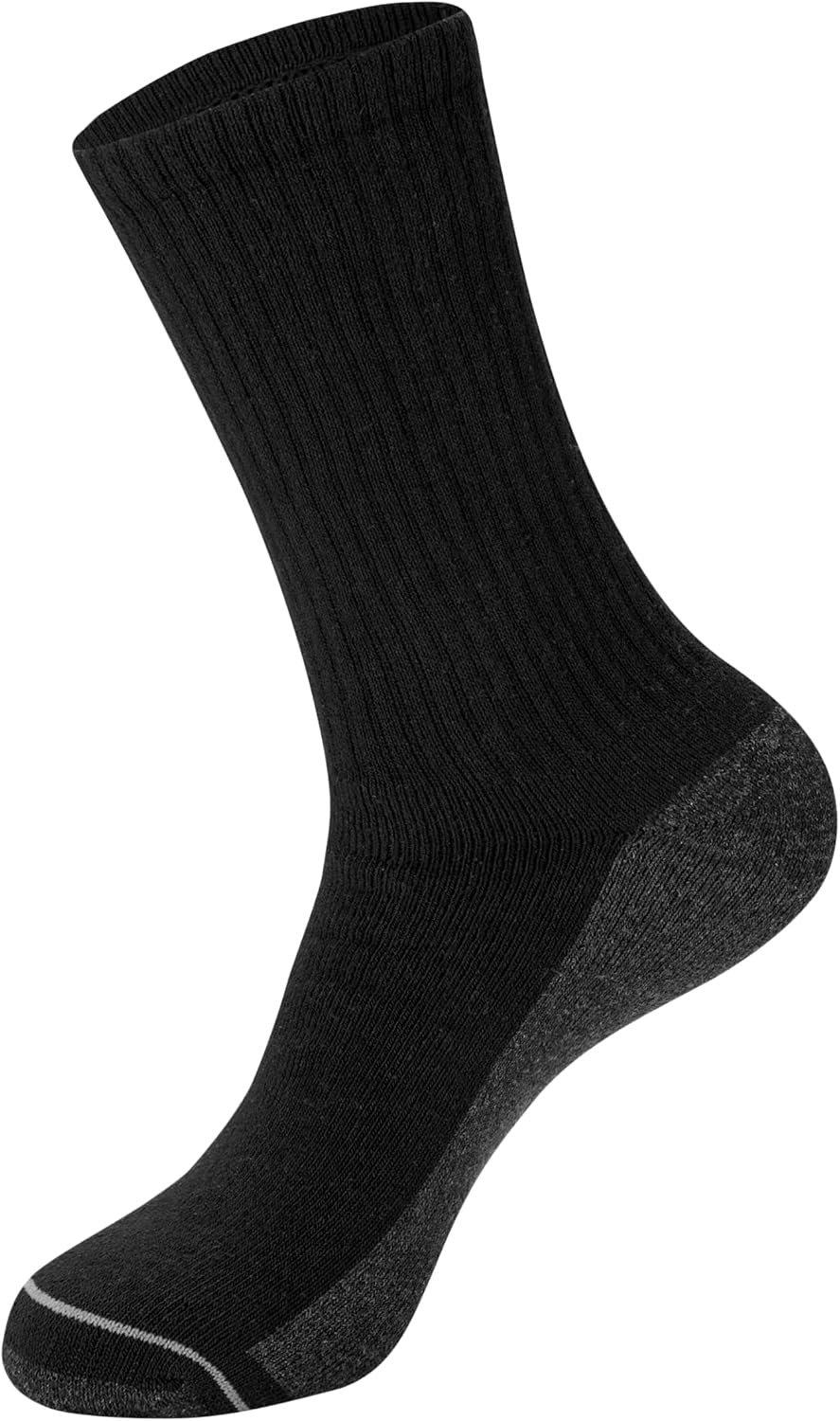 image:imageHanes Mens Crew amp Over the Calf Socks Pack Max Cushioned Moisturewicking Stay Dry Socks Athletic Socks 6 8 Or 12pairsBlack With Gray Logo 8 Pack