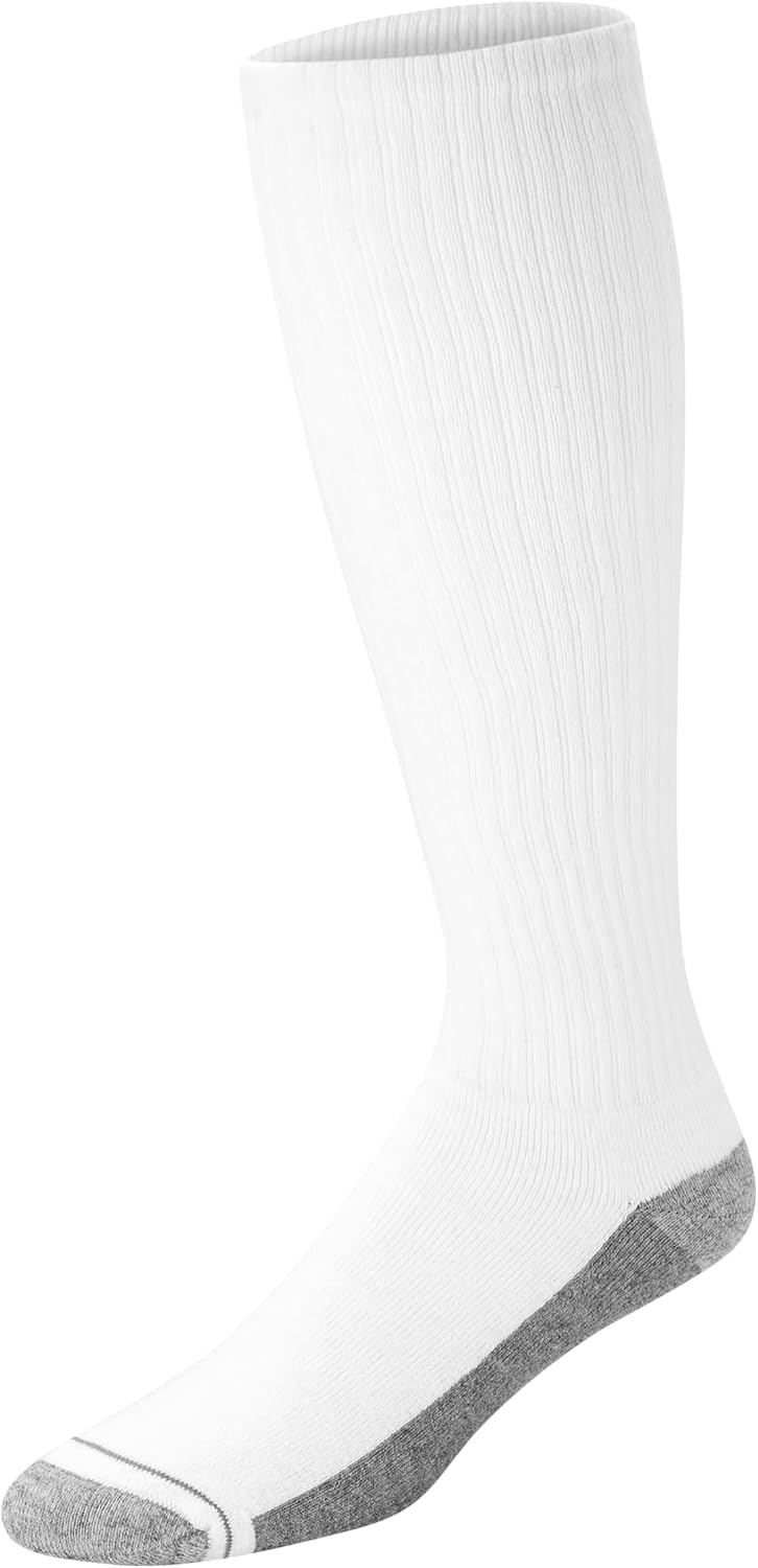 image:imageHanes Mens Crew amp Over the Calf Socks Pack Max Cushioned Moisturewicking Stay Dry Socks Athletic Socks 6 8 Or 12pairsWhite With Gray Logo 6 Pack