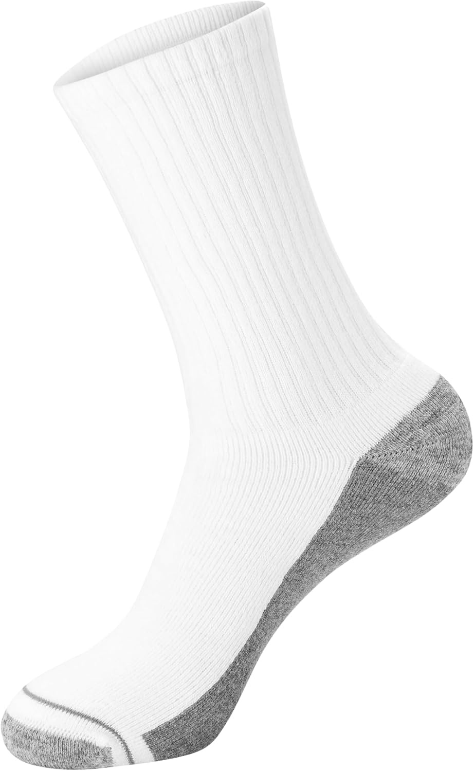 image:imageHanes Mens Crew amp Over the Calf Socks Pack Max Cushioned Moisturewicking Stay Dry Socks Athletic Socks 6 8 Or 12pairsWhite With Gray Logo 8 Pack