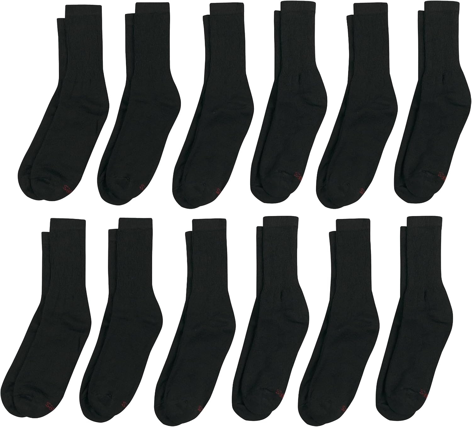 image:imageHanes Mens Double Tough Crew Socks Moisture Wicking Socks MultipackBlack 12 Pair