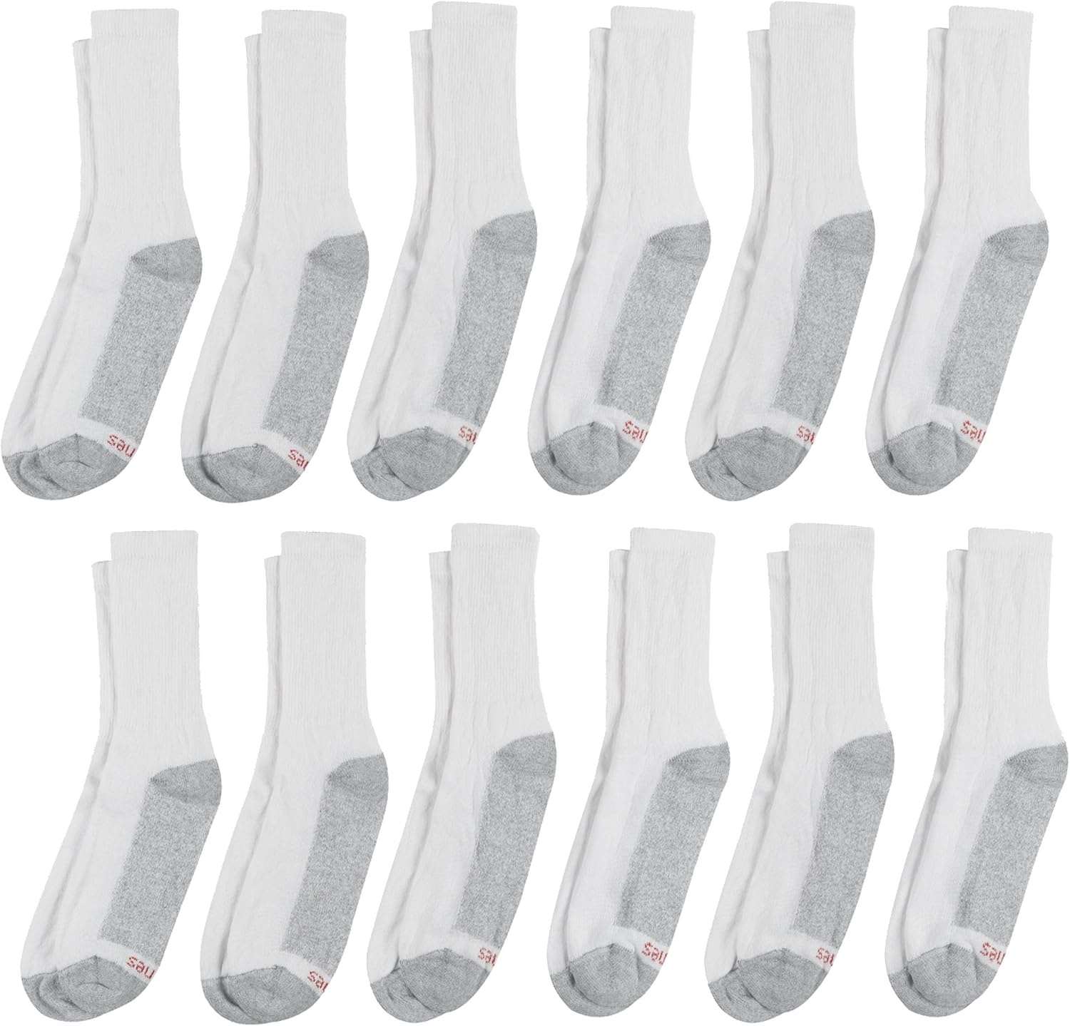 image:imageHanes Mens Double Tough Crew Socks Moisture Wicking Socks MultipackWhiteGrey Foot Bottom