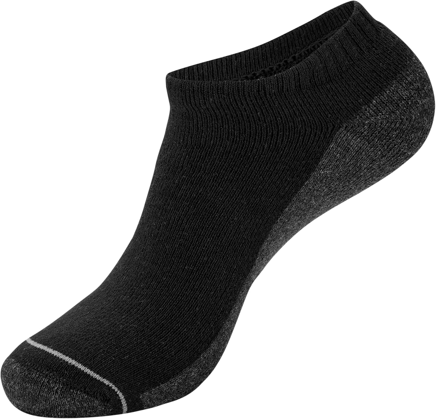 image:imageHanes Mens Max Cushion Low Cut Socks 6 8 and 12 Pair Pack White and BlackBlack With Gray Logo 8 Pack