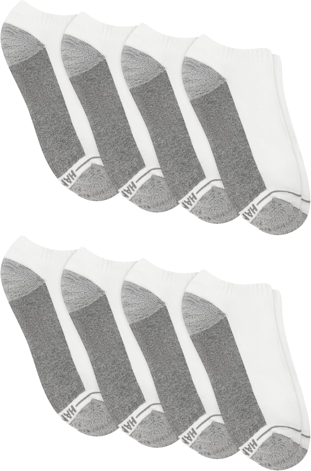 image:imageHanes Mens Max Cushion Low Cut Socks 6 8 and 12 Pair Pack White and BlackWhite With Gray Logo 8 Pack