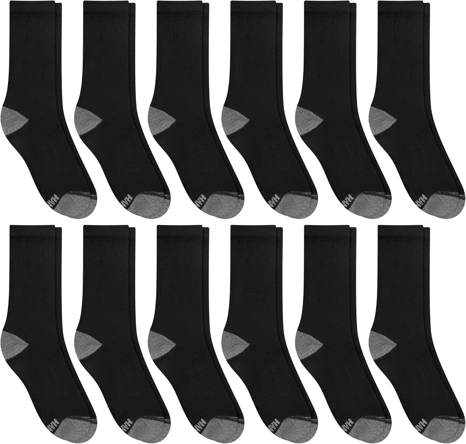 image:imageHanes Mens Socks Active Cool Xtemp Lightweight Moisturewicking Cushioned Ankle Crew and No Show 12 and 14 Pair PacksBlack