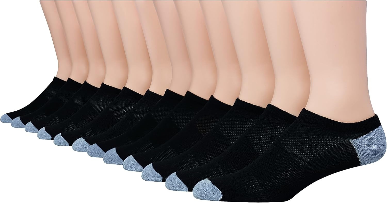 image:imageHanes Mens Socks Active Cool Xtemp Lightweight Moisturewicking Cushioned Ankle Crew and No Show 12 and 14 Pair PacksBlack
