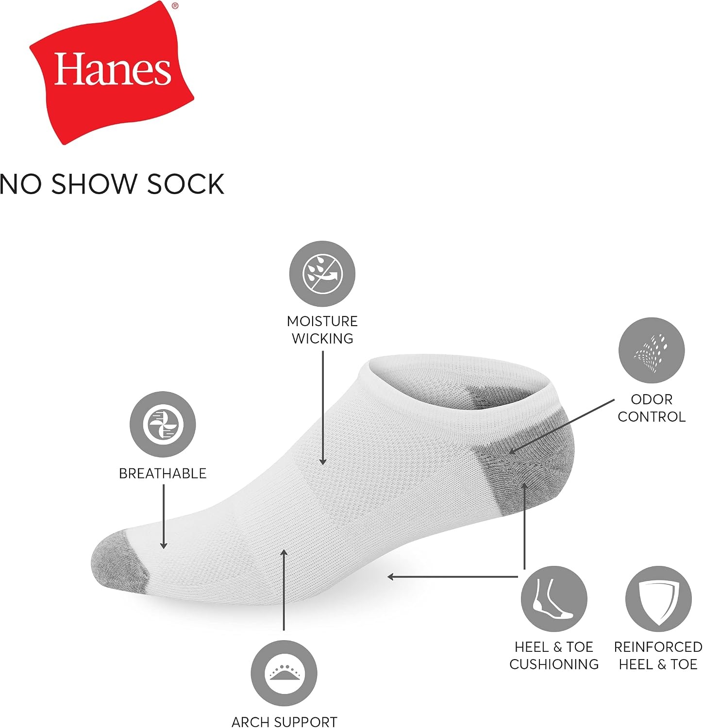 image:imageHanes Mens Socks Active Cool Xtemp Lightweight Moisturewicking Cushioned Ankle Crew and No Show 12 and 14 Pair PacksBlack