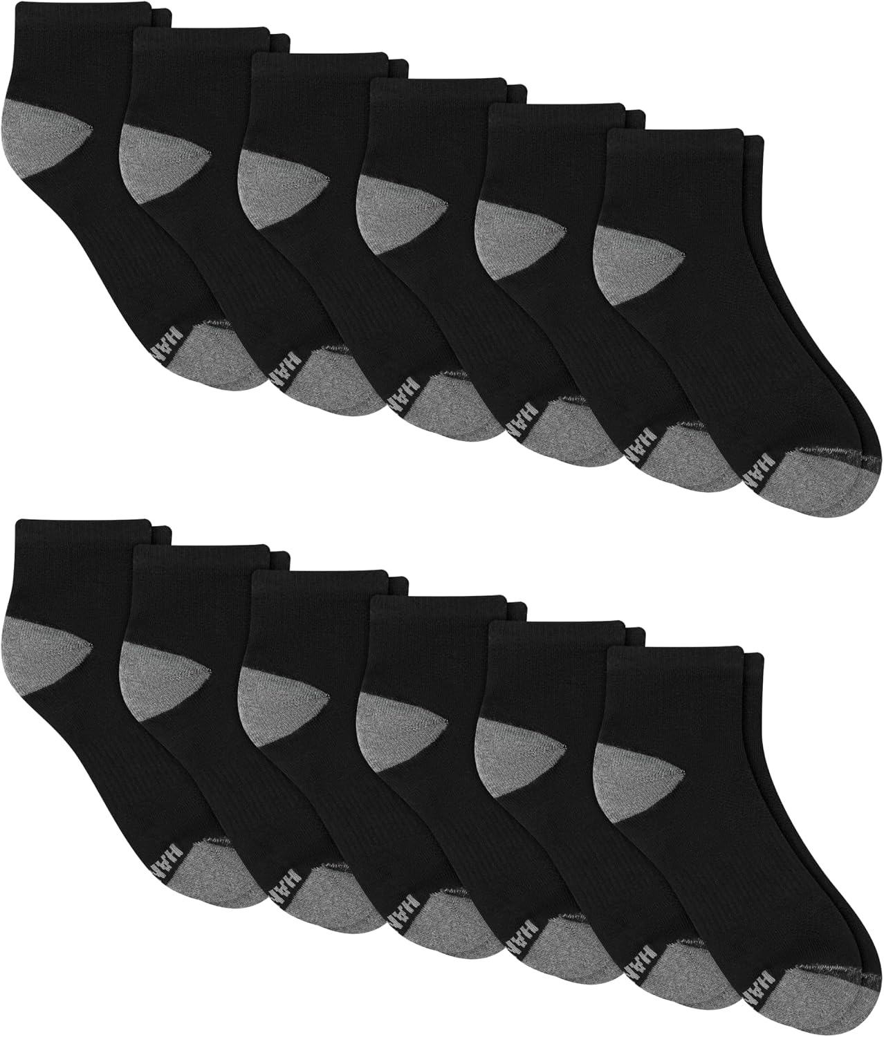 image:imageHanes Mens Socks Active Cool Xtemp Lightweight Moisturewicking Cushioned Ankle Crew and No Show 12 and 14 Pair PacksBlack