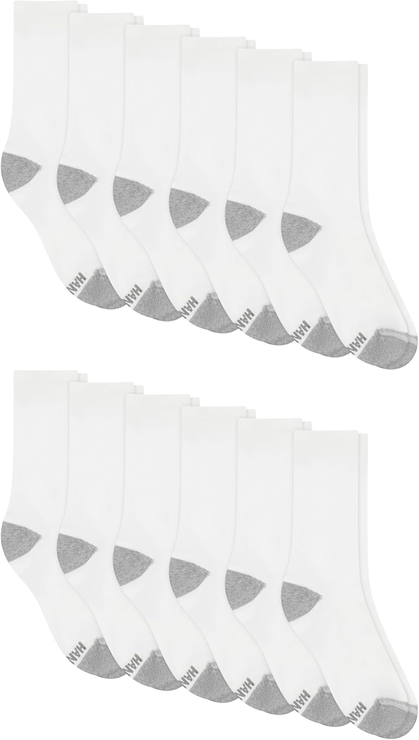 image:imageHanes Mens Socks Active Cool Xtemp Lightweight Moisturewicking Cushioned Ankle Crew and No Show 12 and 14 Pair PacksWhite
