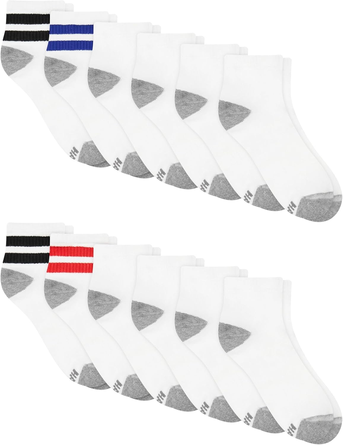 image:imageHanes Mens Socks Active Cool Xtemp Lightweight Moisturewicking Cushioned Ankle Crew and No Show 12 and 14 Pair PacksWhite Stripe Ankle 14 Pair