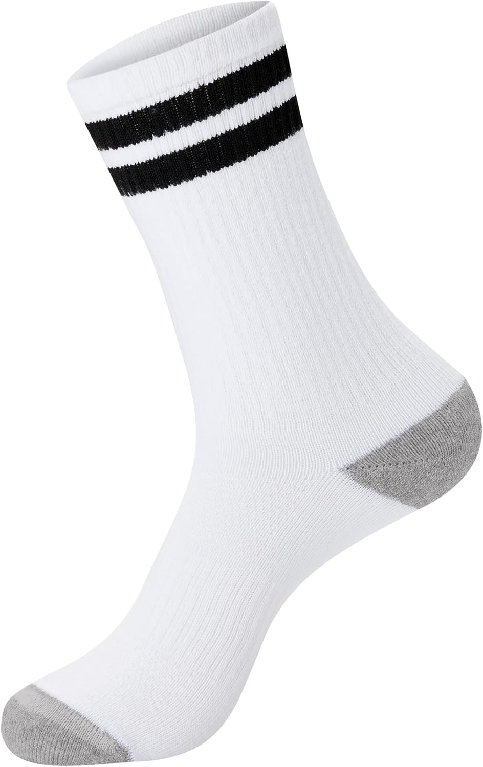 image:imageHanes Mens Socks Active Cool Xtemp Lightweight Moisturewicking Cushioned Ankle Crew and No Show 12 and 14 Pair PacksWhite Stripe Crew 14 Pair