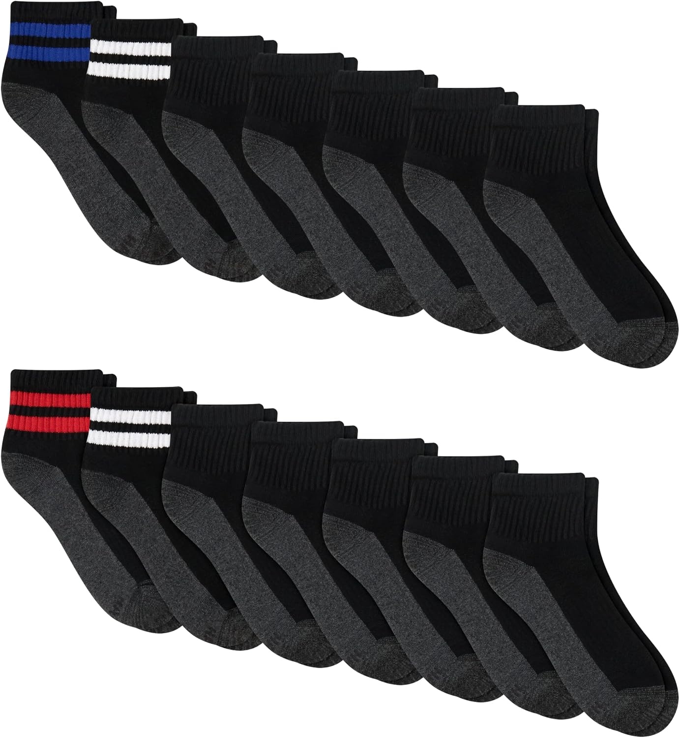 image:imageHanes Mens Socks Xtemp Cushioned Low Cut Socks 12 amp 14 Pair PacksBlack Stripe Ankle 14 Pair