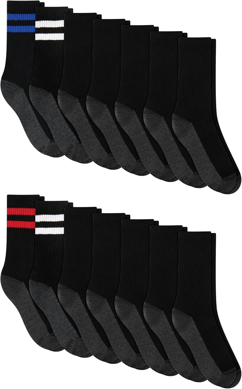 image:imageHanes Mens Socks Xtemp Cushioned Low Cut Socks 12 amp 14 Pair PacksBlack Stripe