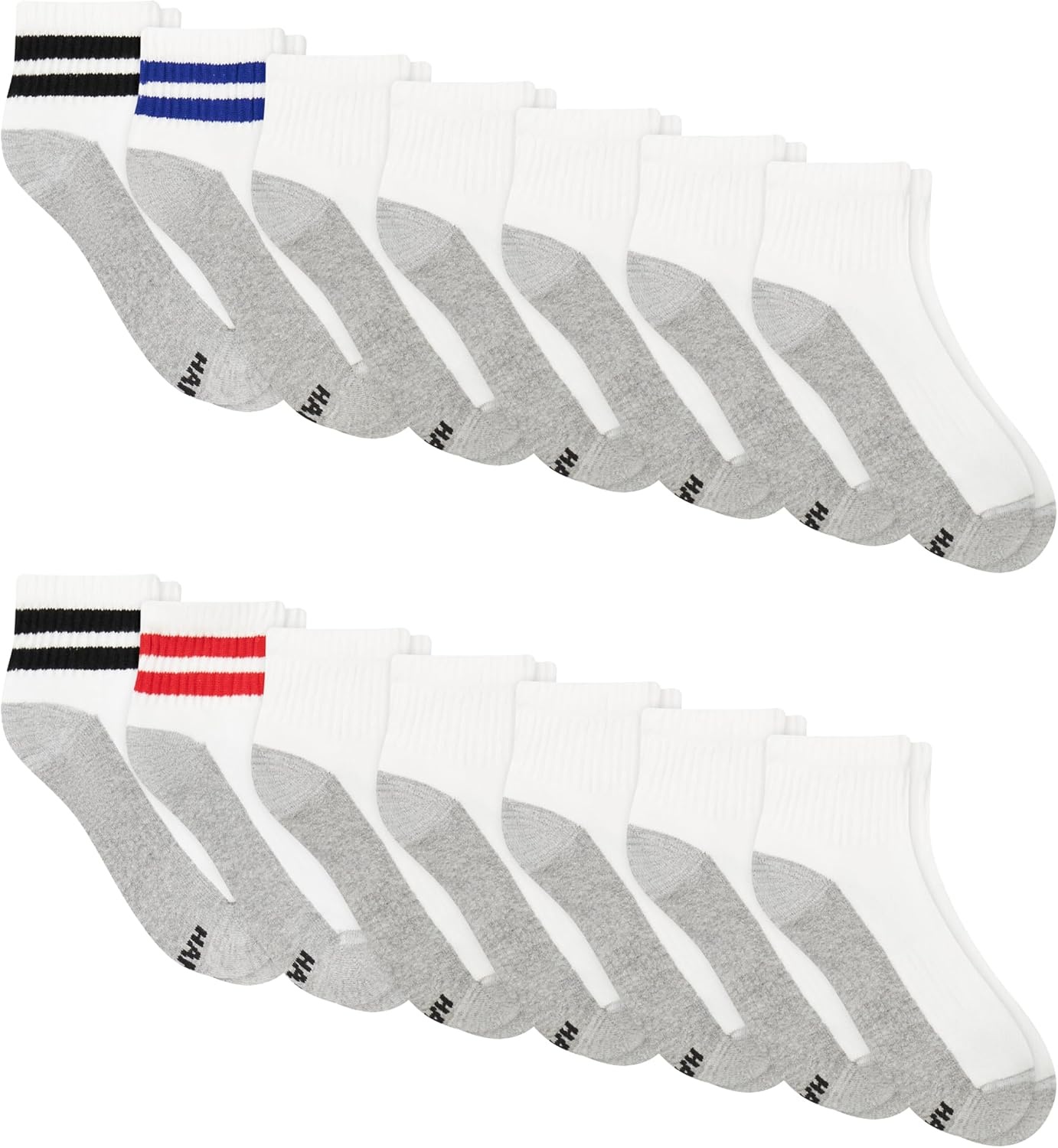 image:imageHanes Mens Socks Xtemp Cushioned Low Cut Socks 12 amp 14 Pair PacksWhite Stripe Ankle 14 Pair