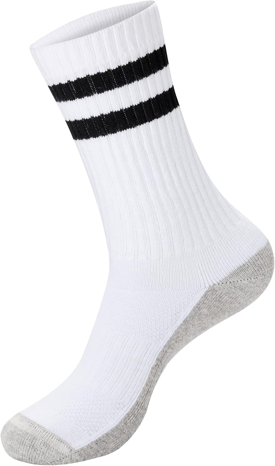 image:imageHanes Mens Socks Xtemp Cushioned Low Cut Socks 12 amp 14 Pair PacksWhite Stripe Crew 14 Pair