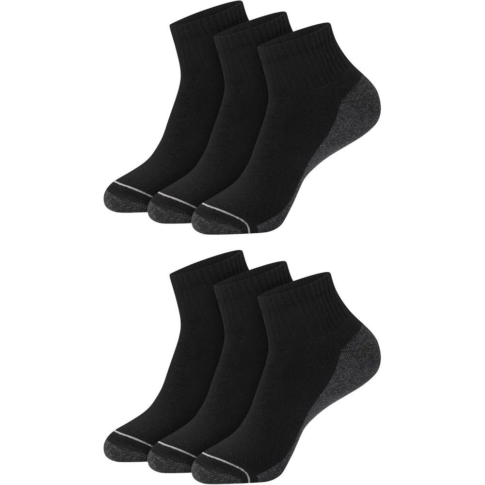image:imageHanes Mens Crew Socks Pack 8 Pairs Max Cushion Moisturewicking Ankle Socks for Men Cushioned Ankle LengthBlackGrey 6 Pack
