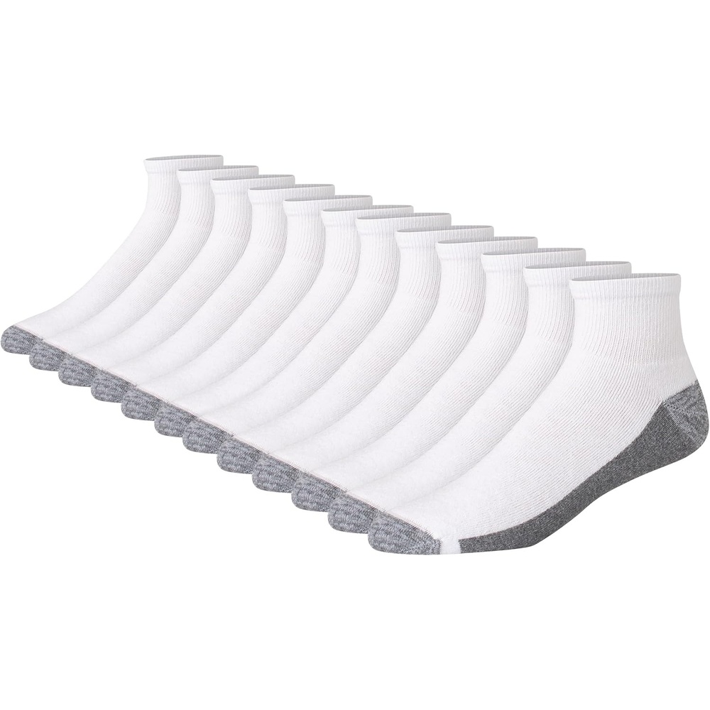 image:imageHanes Mens Crew Socks Pack 8 Pairs Max Cushion Moisturewicking Ankle Socks for Men Cushioned Ankle LengthWhite With Red Logo 12 Pack