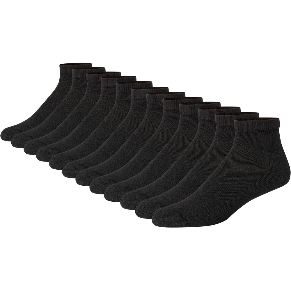 image:imageHanes Mens Double Tough Ankle Socks Moisture Wicking Socks MultipackBlack 12 Pair