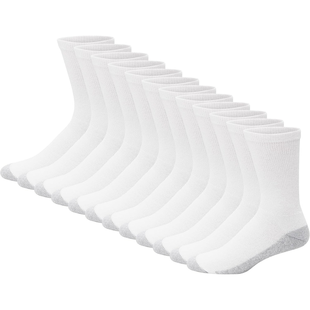image:imageHanes Mens Double Tough Crew Socks Moisture Wicking Socks MultipackWhite 12 Pair