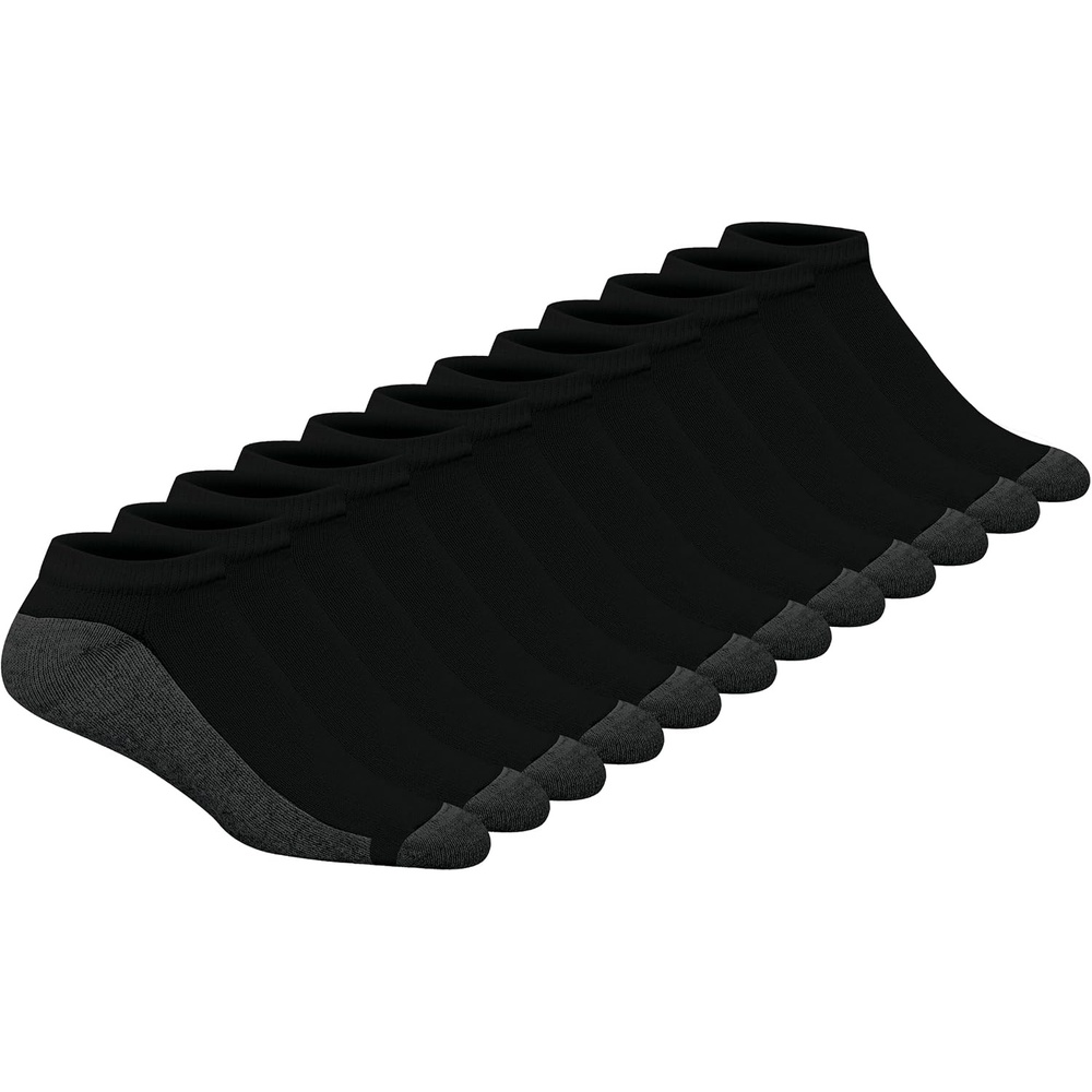 image:imageHanes Mens Max Cushion Low Cut Socks 6 8 and 12 Pair Pack White and BlackBlack 12 Pair Pack